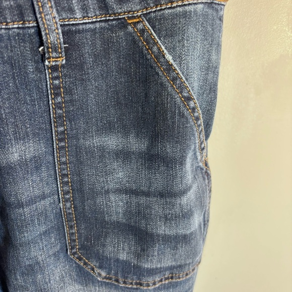 GAP Sz XL Mid Wash Denim Overalls Patch Pockets Tapered Leg Adjustable Straps - Picture 4 of 12